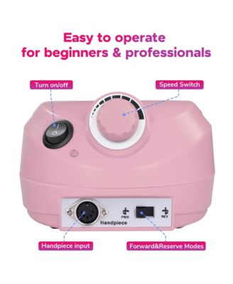 30000RPM Pro Pink Electric Nail Drill File Buffer 6 Bits Manicure Pedicure Kit