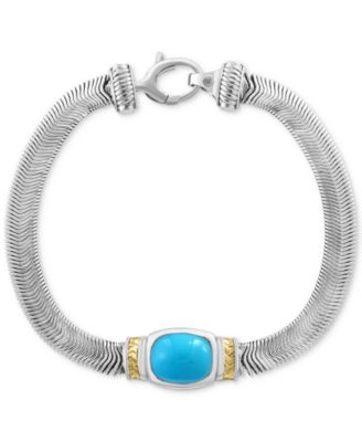 EFFY&reg; Turquoise Snake Link Statement Bracelet in Sterling Silver & Gold-Plate