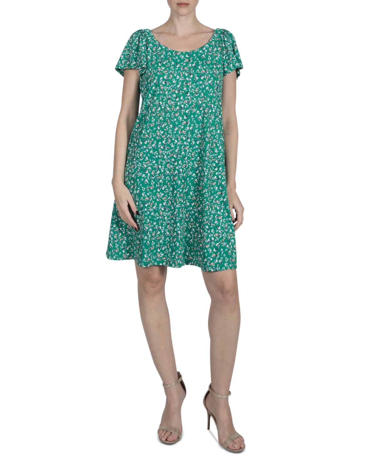 Women's Floral-Print A-Line Dress - Green Mult