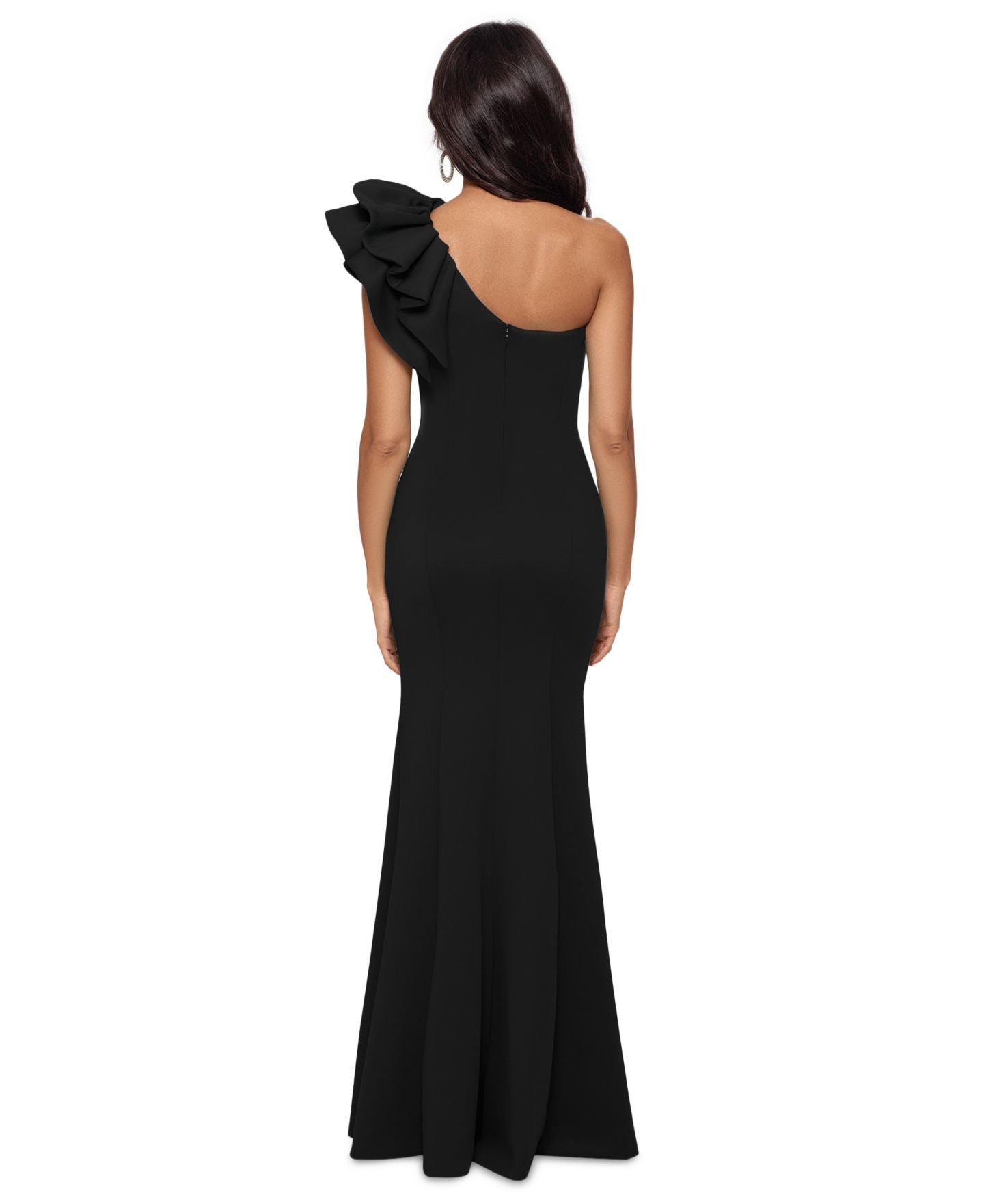 Женские платья Betsy & Adam One-Shoulder Scuba Crepe Gown, цвет: Чёрный — фото 2