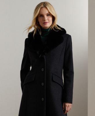 コート Lauren by Ralph Lauren LRL Faux Fur Coat Ld44 Lauren Ralph Lauren Women's Faux-Fur-Collar Coat - Macy's