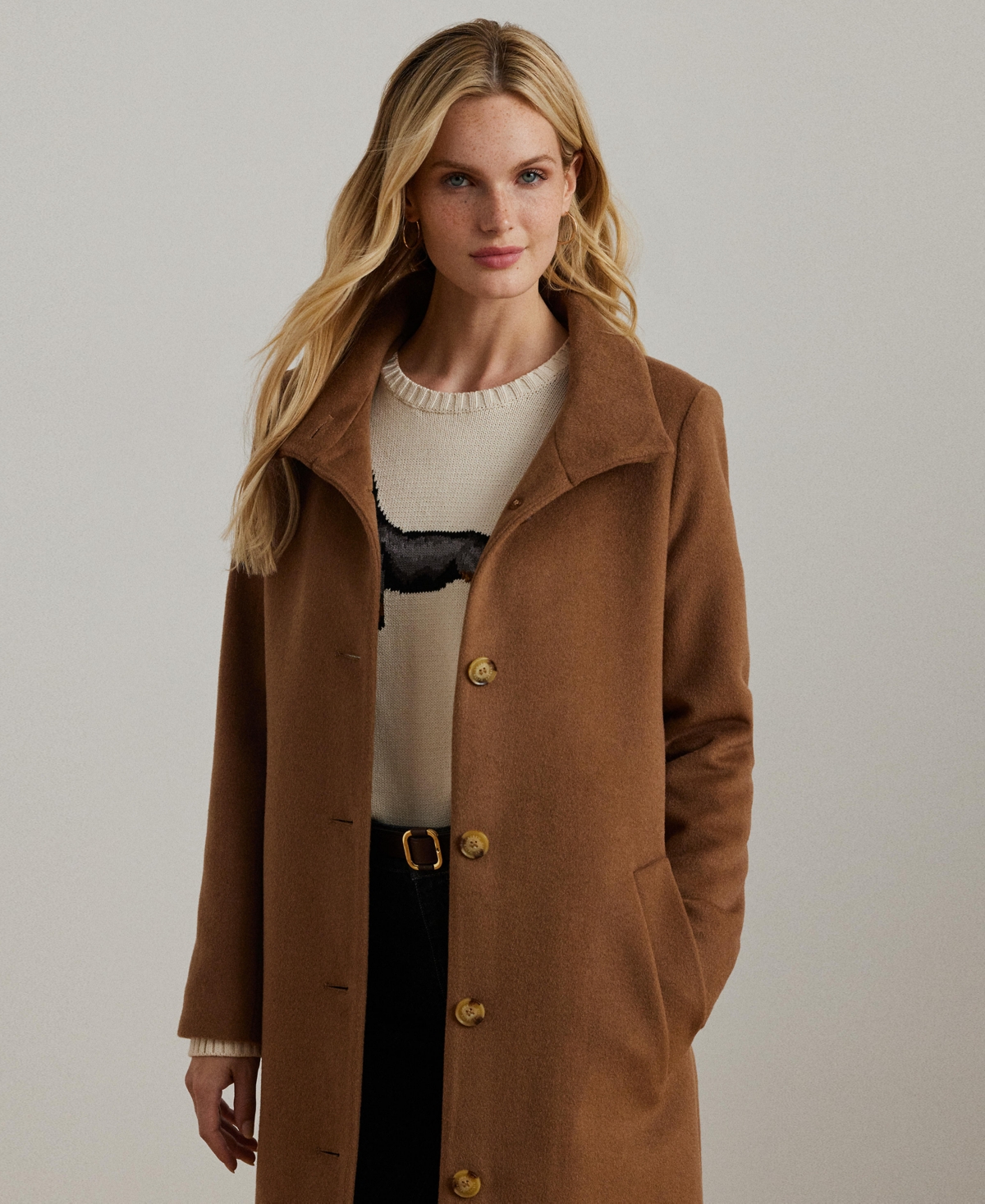 Lauren Ralph Lauren Women's Single-Breasted Stand-Collar Maxi Coat