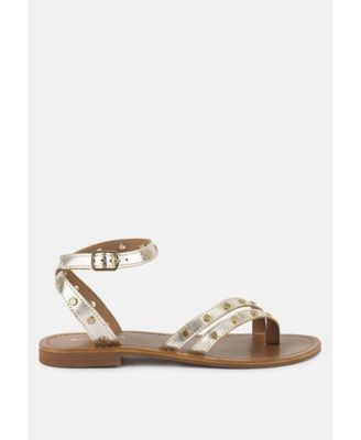 OPRAH Womens Studs Embellished Flat Sandals