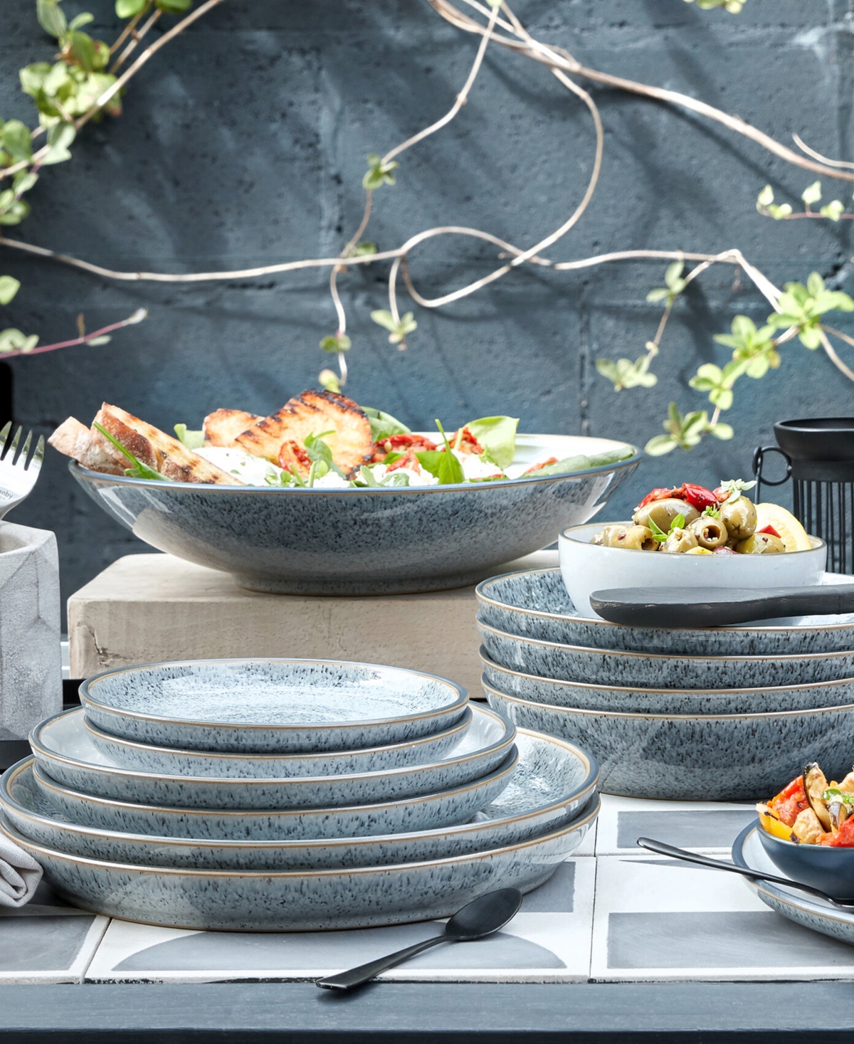 Denby Studio Chalk 12 Piece Dinnerware Set In Light Grey