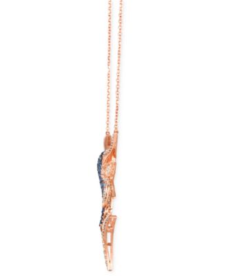 Denim Ombr&eacute; Sapphire (3/4 ct. t.w.), White Sapphire (1/2 ct. t.w.) & Diamond (1-1/6 ct. t.w.) Swordfish 18" Pendant Necklace in 14k Rose Gold