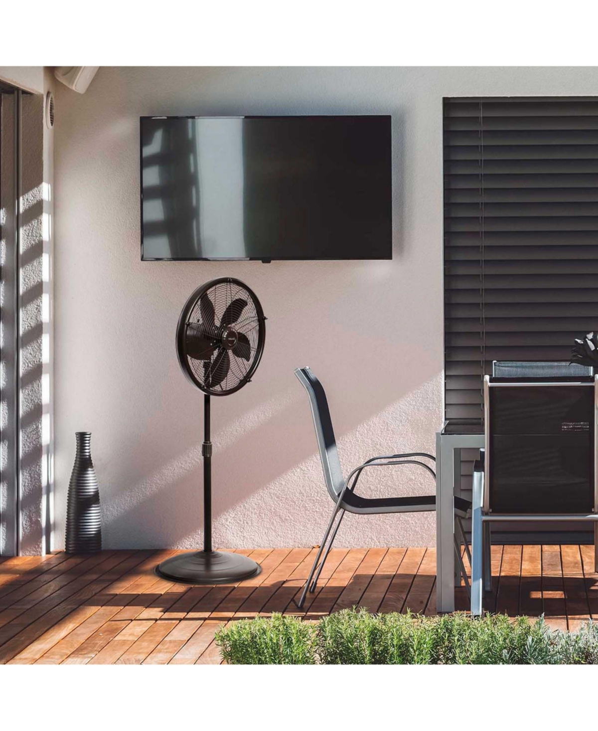 Newair Outdoor Misting Fan and Pedestal Fan Combination, 600 sq. ft. With 3 Fan Speeds and Sturdy All Metal Design, Connects Directly to Your Hose - B