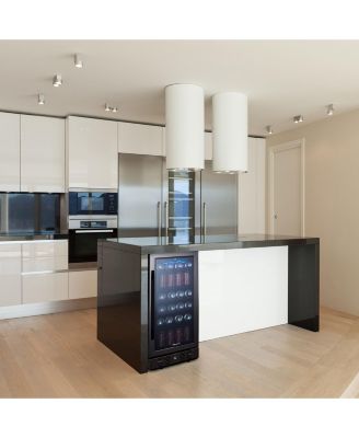 15" Built-in 96 Can Beverage Fridge in Black Stainless Steel with Precision Temperature Controls and Adjustable Shelves