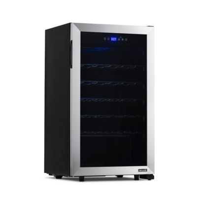 Freestanding 33 Bottle Compressor Wine Fridge in Stainless Steel, Adjustable Racks and Exterior Digital Thermostat