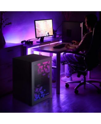 Prismatic Series 85 Can Beverage Refrigerator with RGB HexaColor LED Lights, Gaming Fridge, Mini Fridge for Game Room, Party Festive Holiday Fridge with Remote Control and Adjustable Shelves for Beer, Soda or Other Beverages / Drinks