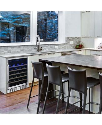 24" Built-In 52 Bottle Compressor Wine Fridge in Stainless Steel with Precision Digital Thermostat and Premium Beech Wood Shelves