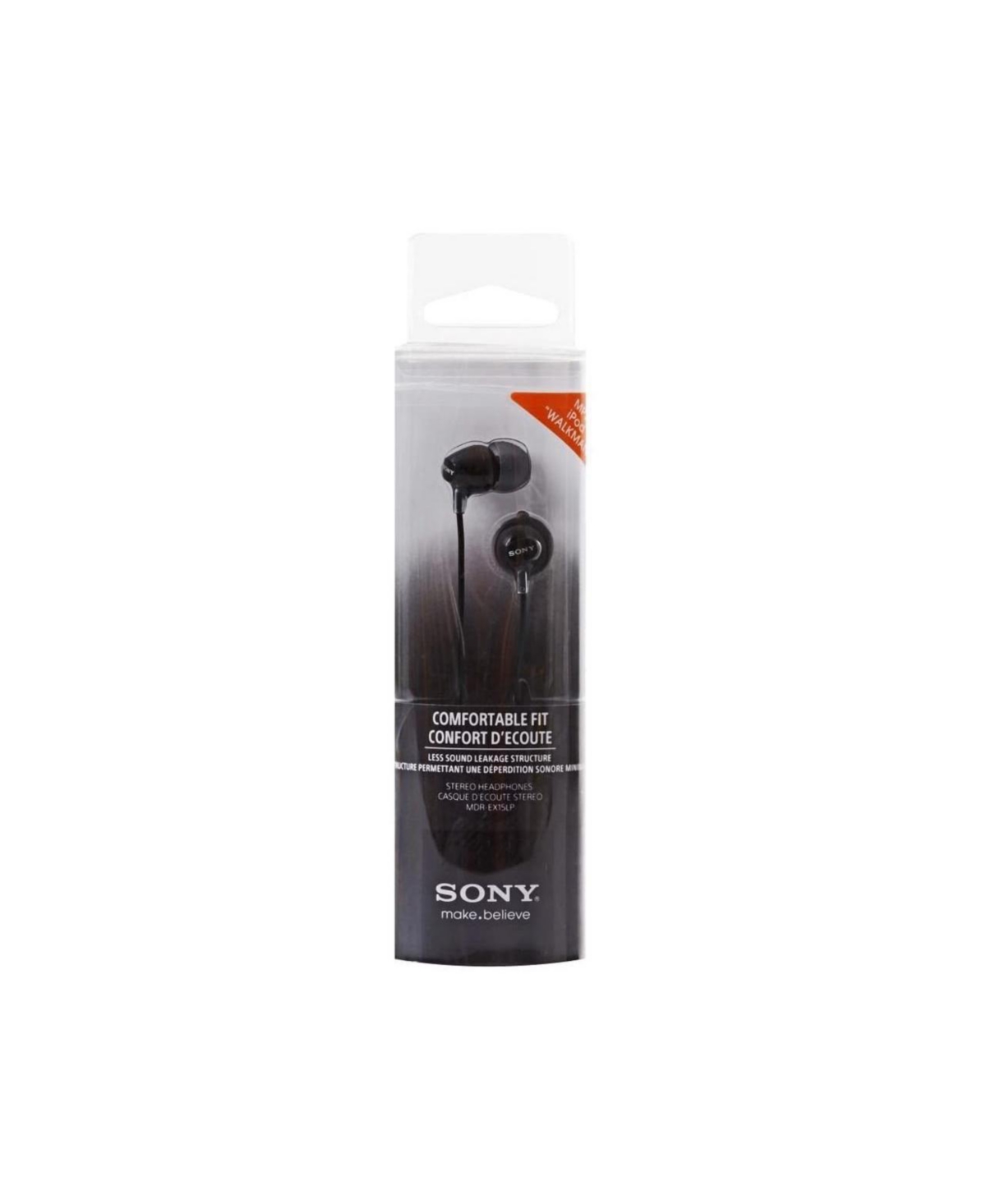 Sony Mdr-EX15LP Fashion Color EX Series In-Ear Ear bud Headphones - Black