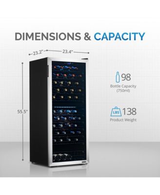 Freestanding 98 Bottle Dual Zone Compressor Wine Fridge with Low-Vibration Ultra-Quiet Inverter Compressor, Adjustable Racks and Exterior Digital Thermostat