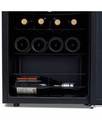 Shadow Series Wine Cooler Refrigerator 16 Bottle, Freestanding Mirrored Wine Fridge with Double-Layer Tempered Glass Door & Compressor Cooling for Reds, Whites, and Sparkling Wine, 39f-65f Digital Temperature Control