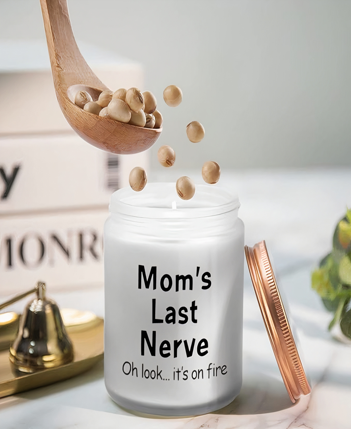 Lovery Mothers Day Vanilla Scented Soy Wax Candle "mom Last Nerve" In White
