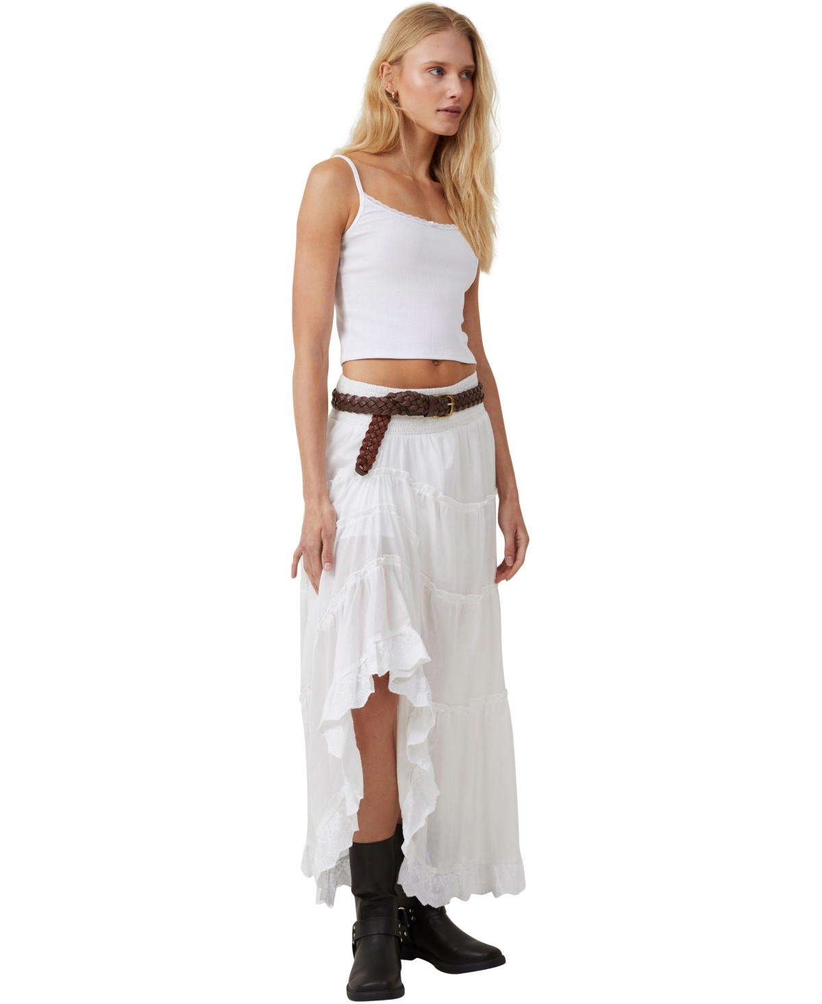Shop Cotton On Women's Mylee Ruffle Maxi Skirt In White