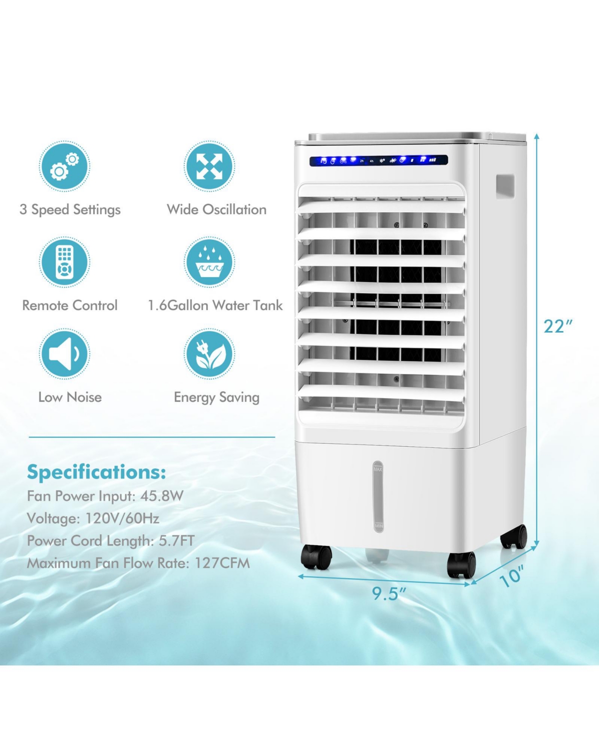 3-in-1 Evaporative Portable Air Cooler with 3 Modes include Remote Control-White