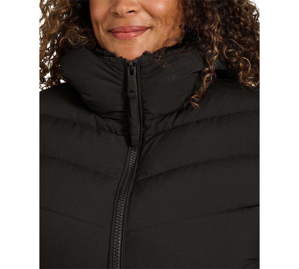 Shop Calvin Klein Plus Size Hooded Zip-front Puffer Coat In Black
