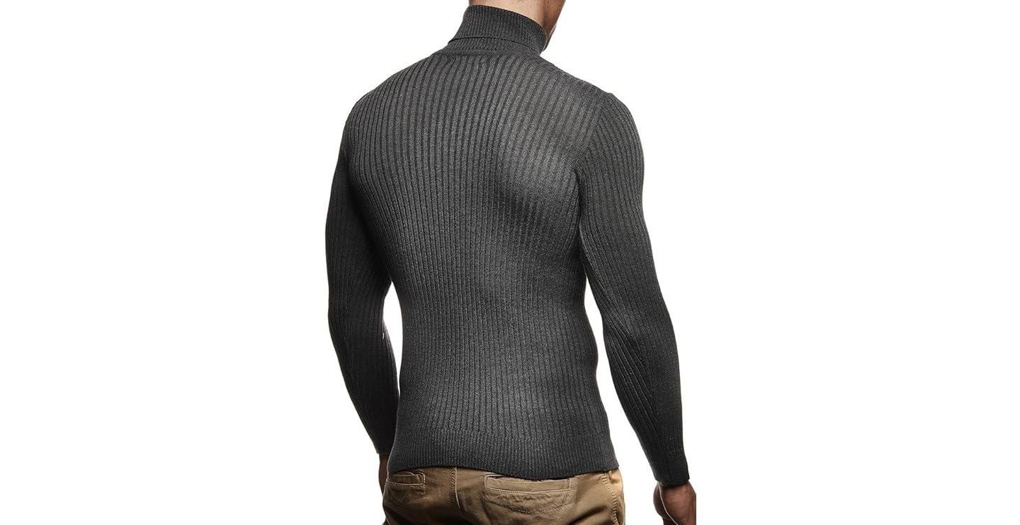 Мужской свитер Leif Nelson Turtleneck Sweater Slim Fit Polo Neck Longsleeve Turtleneck Sweater Long Sleeve for Men, цвет: Антрацитовый — фото 2