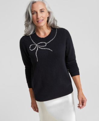 Charter Club Women s Cashmere Bow Embellished Crewneck Sweater Created for Macy s Macy s