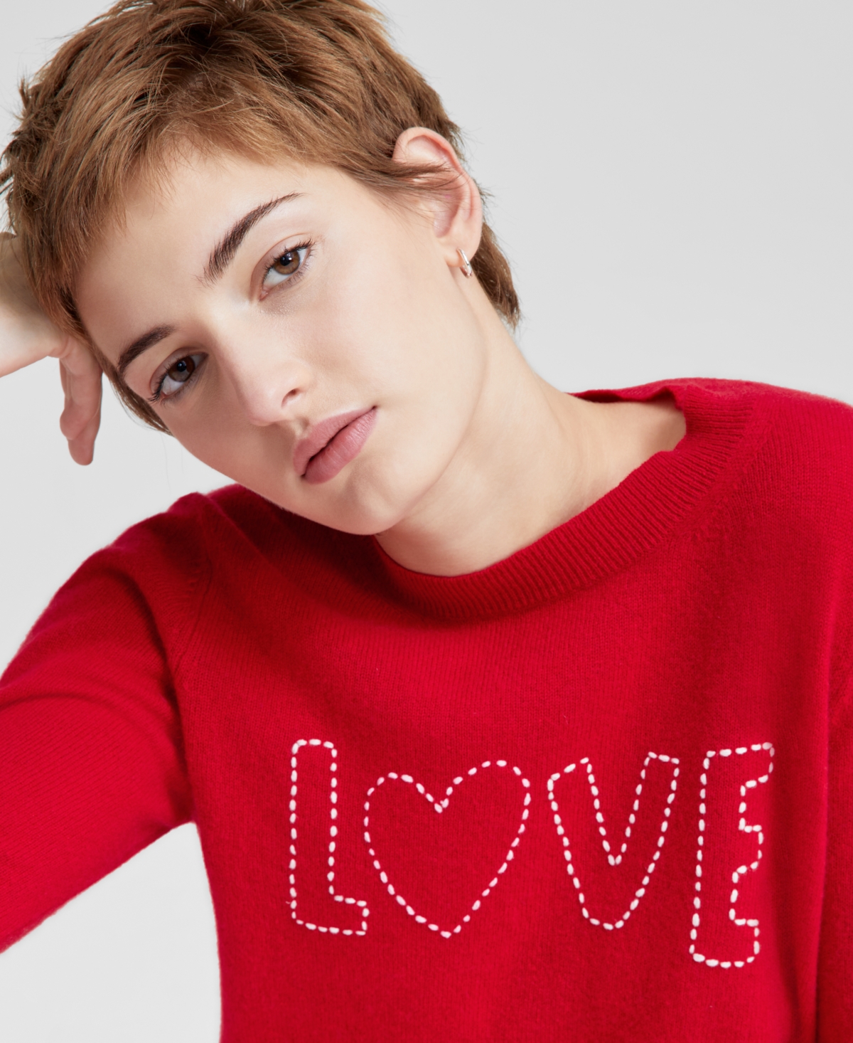 Charter Club Women's Cashmere Love Embroidered Crewneck Sweater, Regular & Petite, Created for Macy's