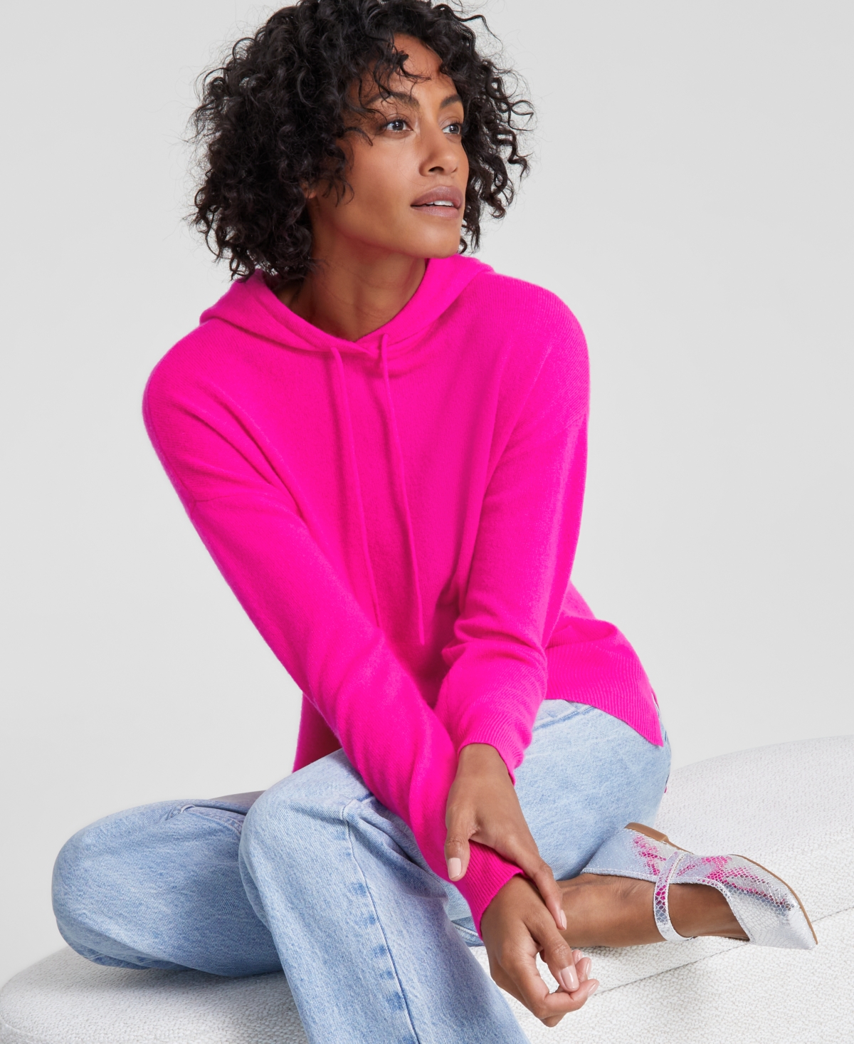 Charter Club Women s Petite Solid 100 Cashmere Hooded Sweater Created For Macy s In Fierce Pink ModeSens