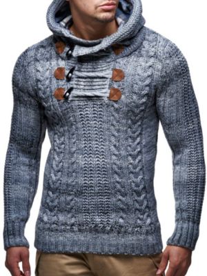 Men s Knitted Pullover | Long-sleeved slim fit hoodie | Basic winter hoodie-sweater for Men