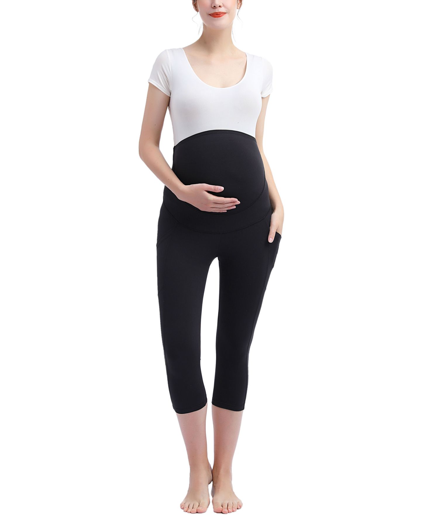 Женские леггинсы kimi + kai Maternity Essential Stretch Pocket Crop Leggings, цвет: Чёрный — фото 2