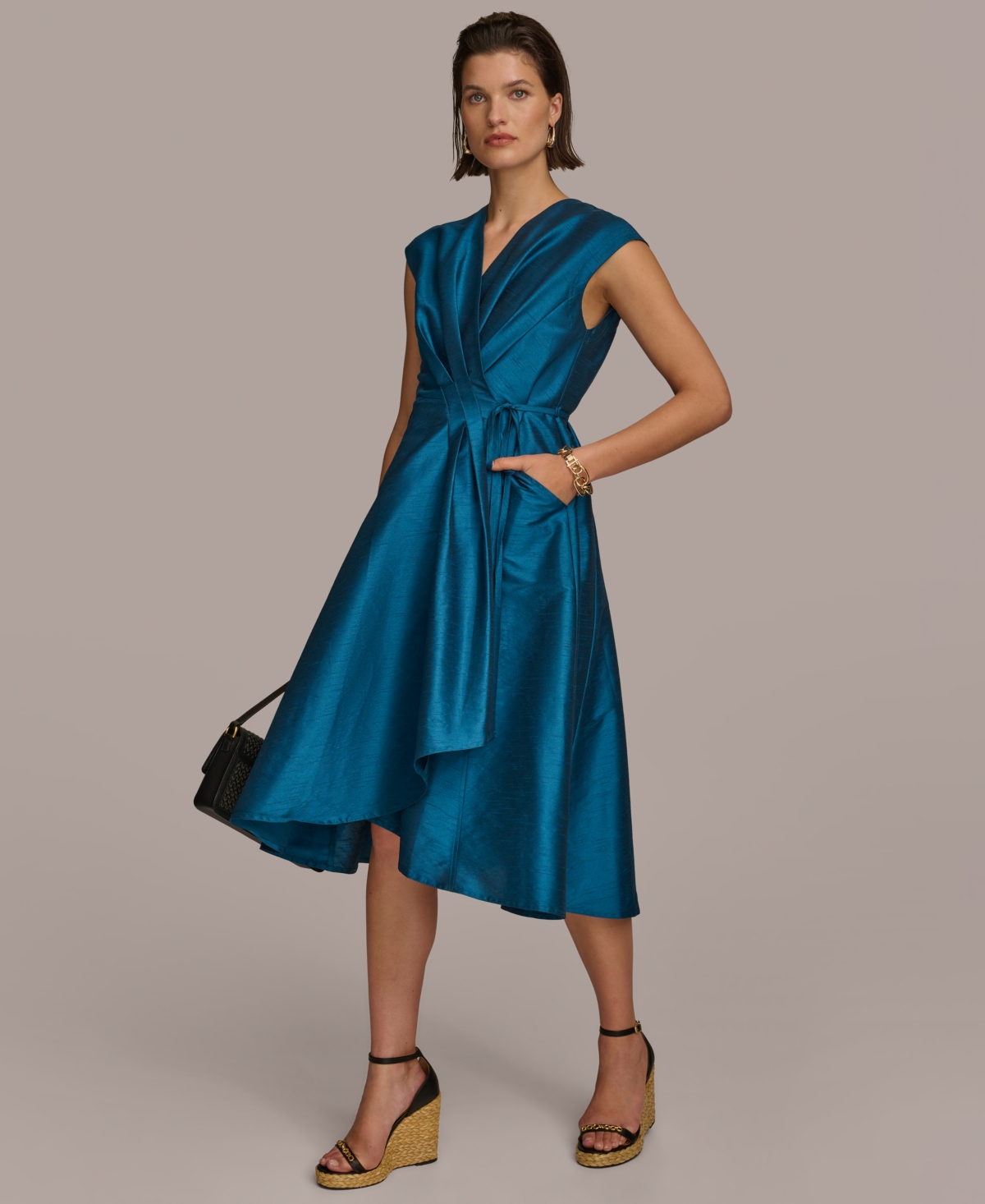 Shop Donna Karan Women's A-line Wrap Dress In Tide