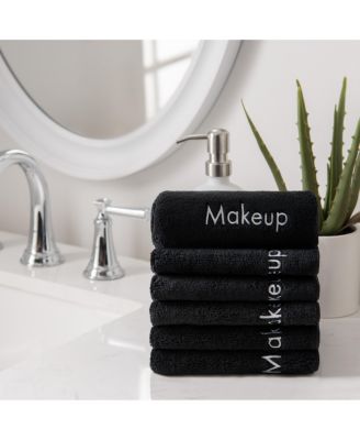 Makeup Remover Fingertip Towels (Pack of 6), Soft Coral Fleece Microfiber Washcloths for Make Up, Embroidered, 11 x 17 in.