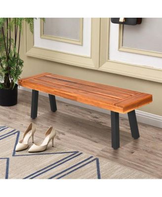 Acacia Wood Dining Bench Rustic Wood Outdoor Patio