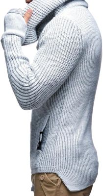 Men's Cowl Neck Knitted Pullover with Thumbhole Cuffs