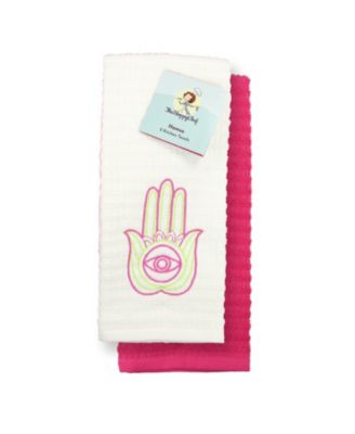 Set of 2 Kitchen Towels, "Luck" Designs to Choose From, One Embroidered Towel with Design and One Matching Solid Color Towel, 16 x 26 in., 100% Cotton