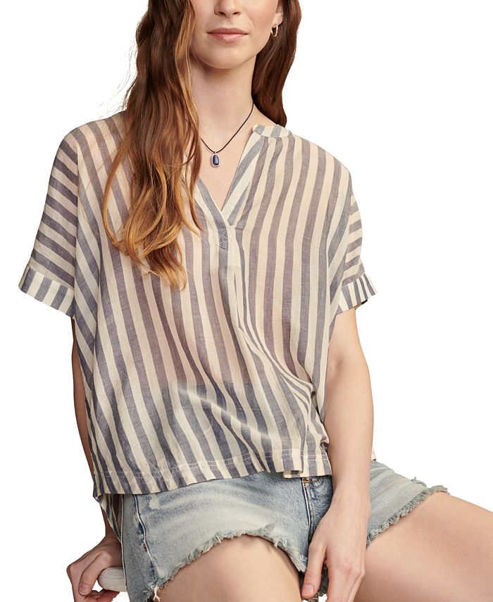 Women's Cotton Striped High Waist Summer Skirt Apricot Motif Breathable Cotton Blend Flattering Fit For Women main image 0