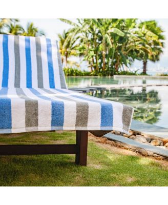 Cabo Cabana Chaise Lounge Chair Covers (2 Pack), Striped Color Options, Soft Cotton, 30x85 in. with 8" Fitted Pocked for Beach Chair