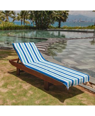 Cabo Cabana Chaise Lounge Chair Covers (2 Pack), Striped Color Options, Soft Cotton, 30x85 in. with 8" Fitted Pocked for Beach Chair