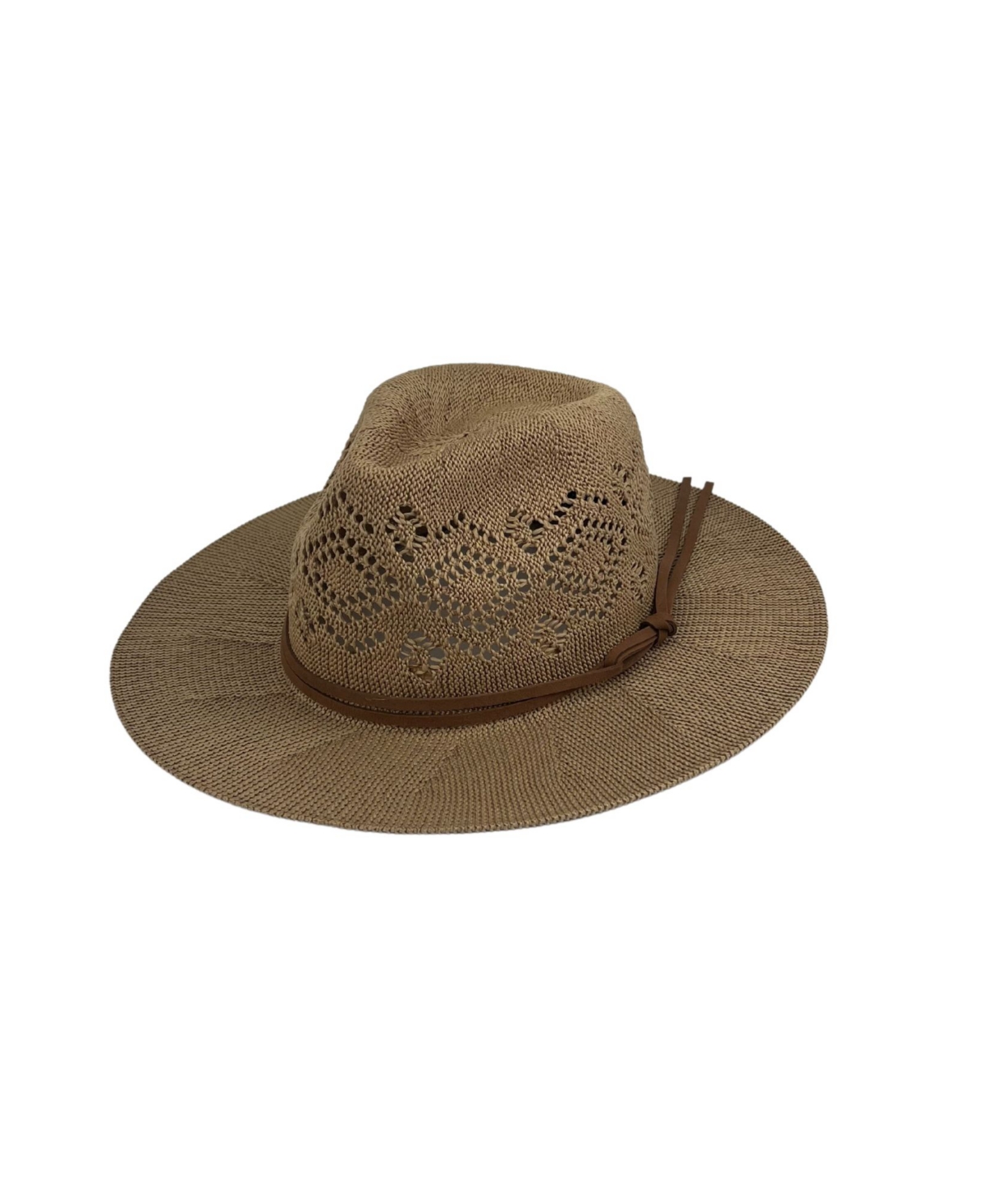 Shop Marcus Adler Women's Packabable Panama Hat With Suede Trim In Dark Tan