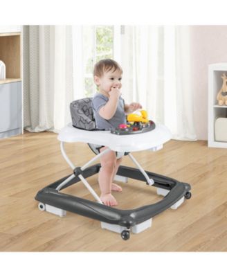 Kids Foldable Baby Walker with 3 Adjustable Heights and Padded Seat