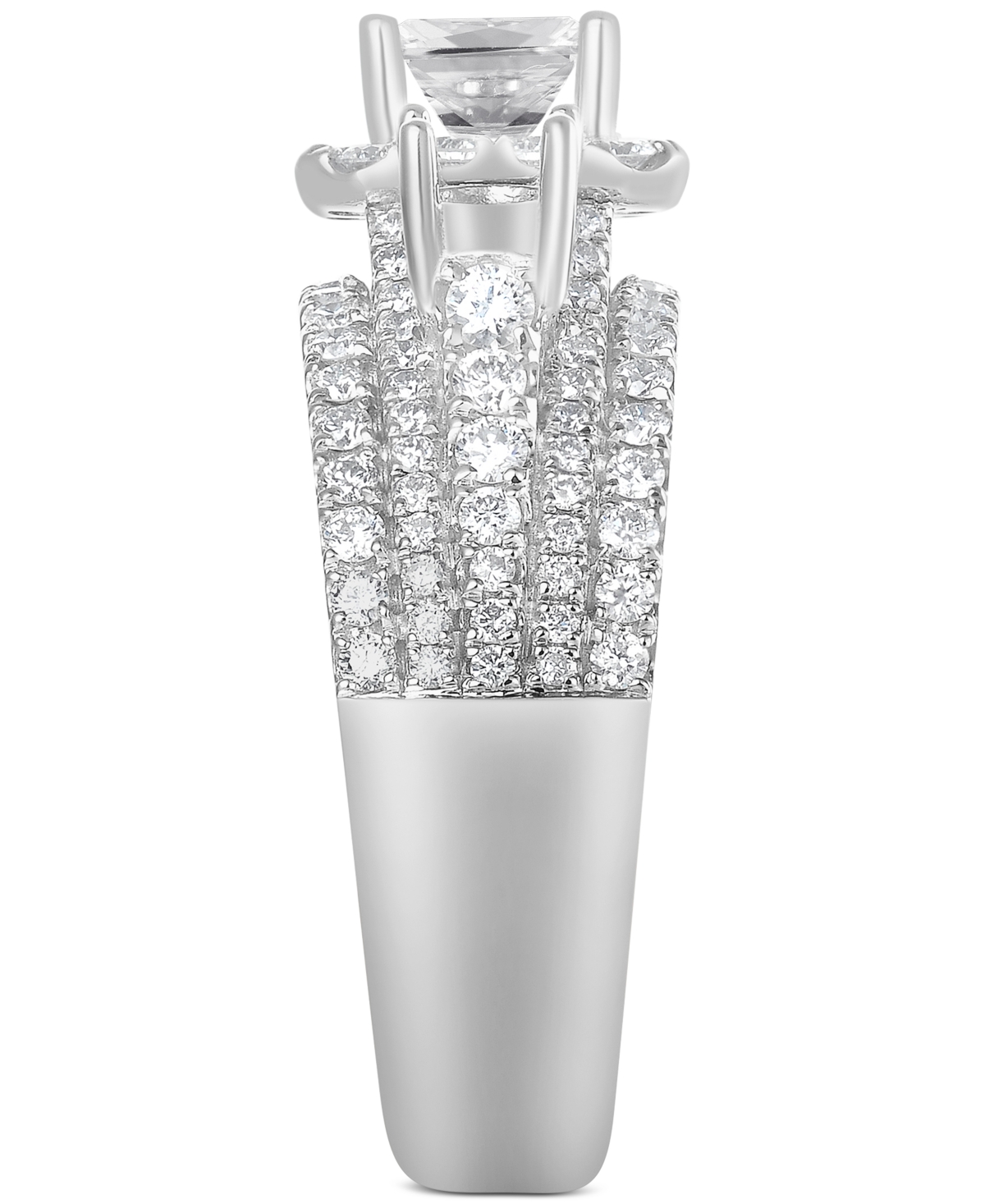 Macy's Diamond Emerald-cut Multi-row Three Stone Ring (2 Ct. T.w.) In 14k White Gold In White Gold