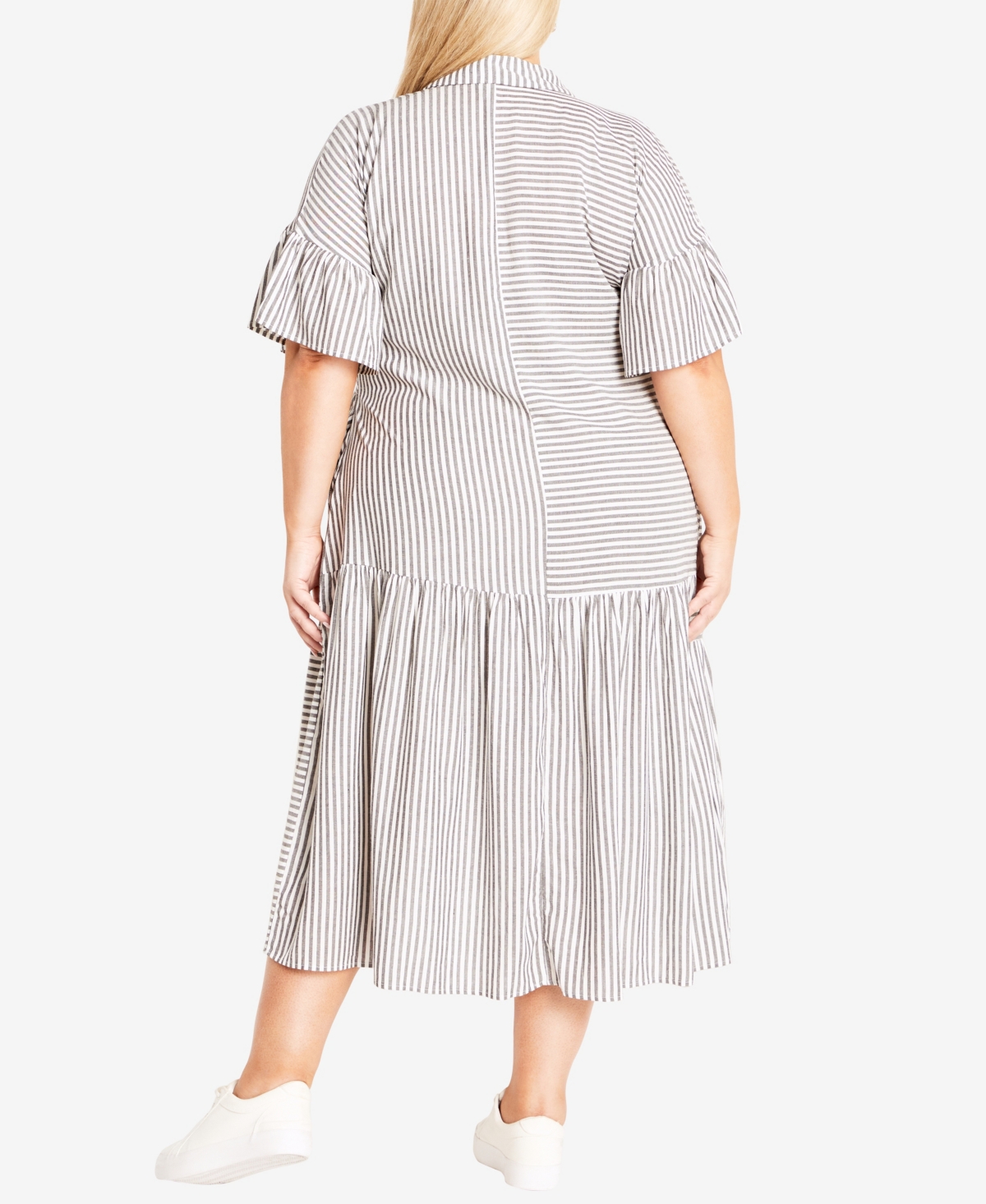 Shop Avenue Plus Size Kaitlyn Stripe Maxi Dress In Charcoal Stripe