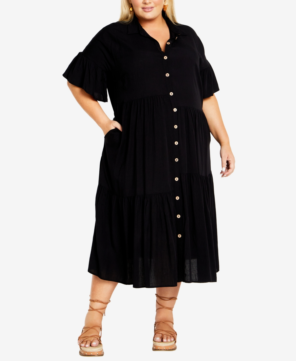 Shop Avenue Plus Size Kaitlyn Maxi Dress In Black