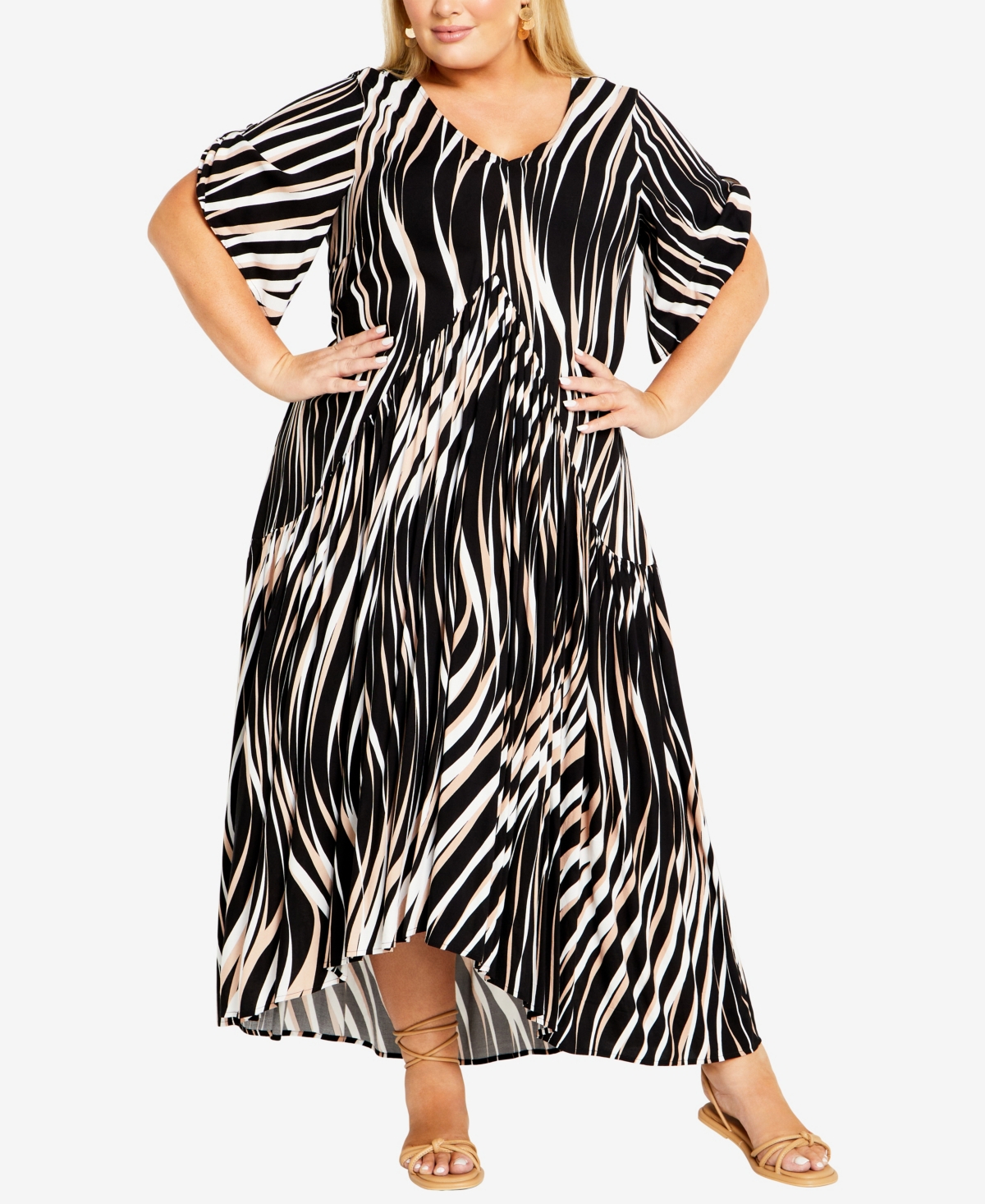 Shop Avenue Plus Size Val Print Maxi Dress In Black Hot Shot
