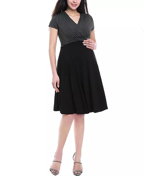 maternity v-neck faux wrap nursing dress