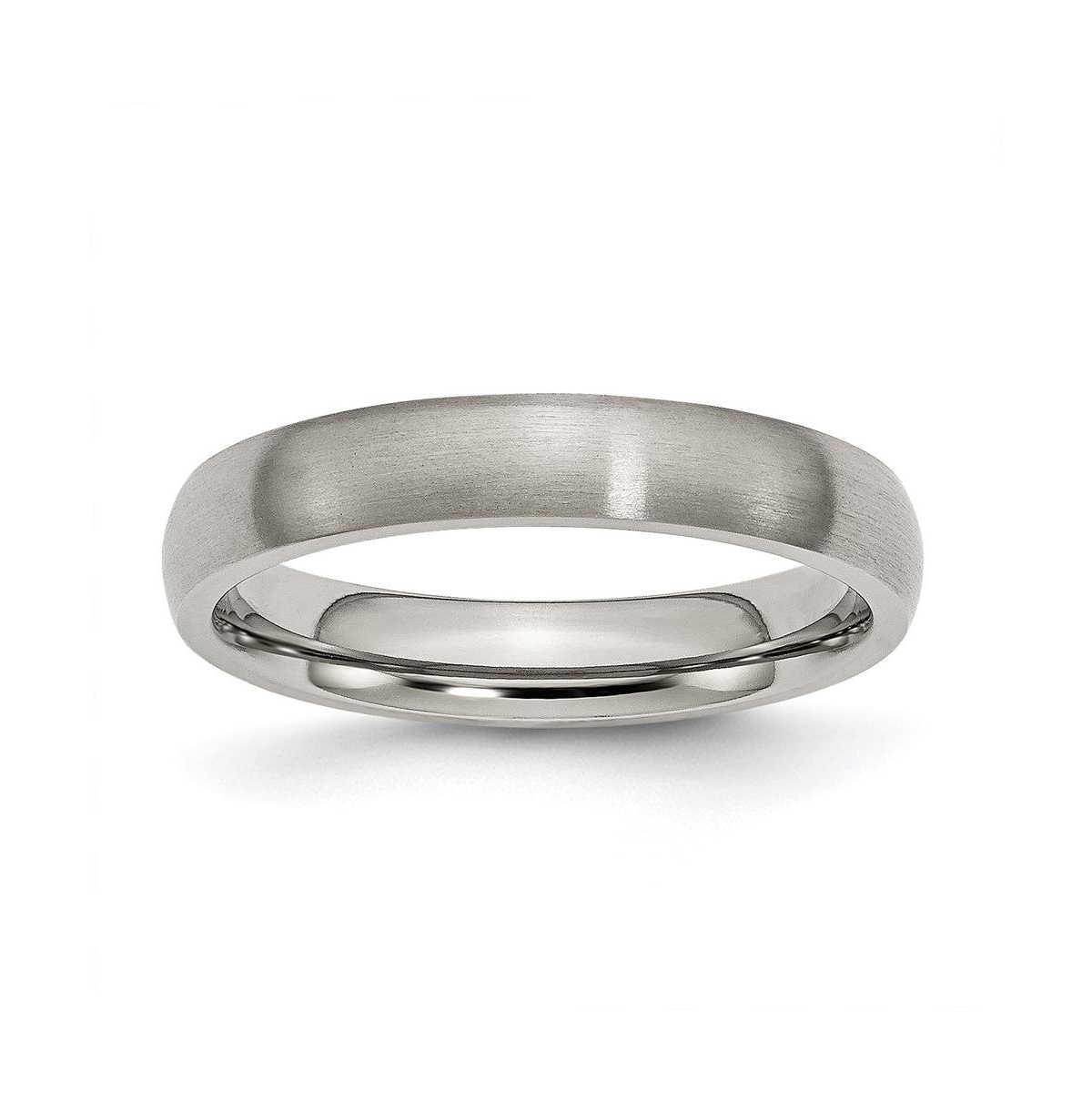 Titanium Brushed Half Round Wedding Band Ring - Grey