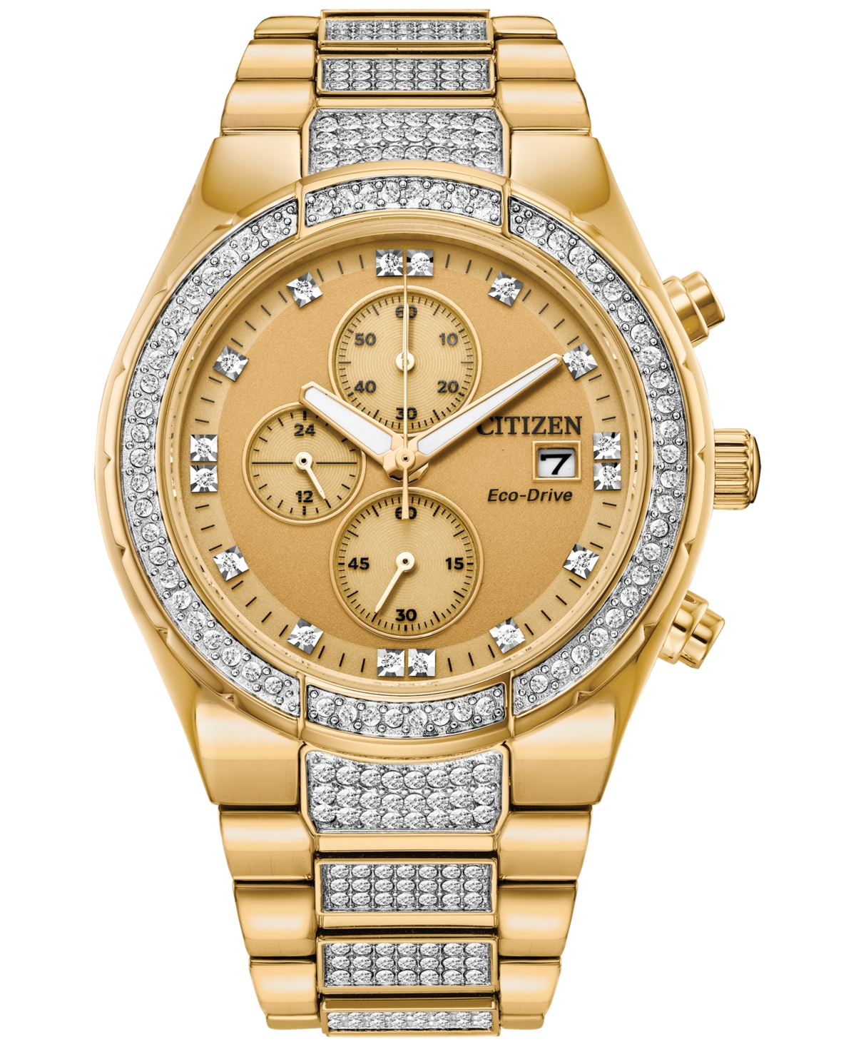 Shop Citizen Eco-drive Men's Chronograph Crystal Gold-tone Stainless Steel Bracelet Watch 42mm Gift Set In No Color