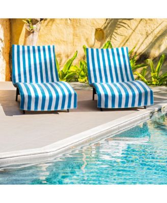 California Cabana Chaise Lounge Covers (2 Pack), Striped Color Options, 30x85 in. with 8" Fitted Pocket for Beach or Pool Chair