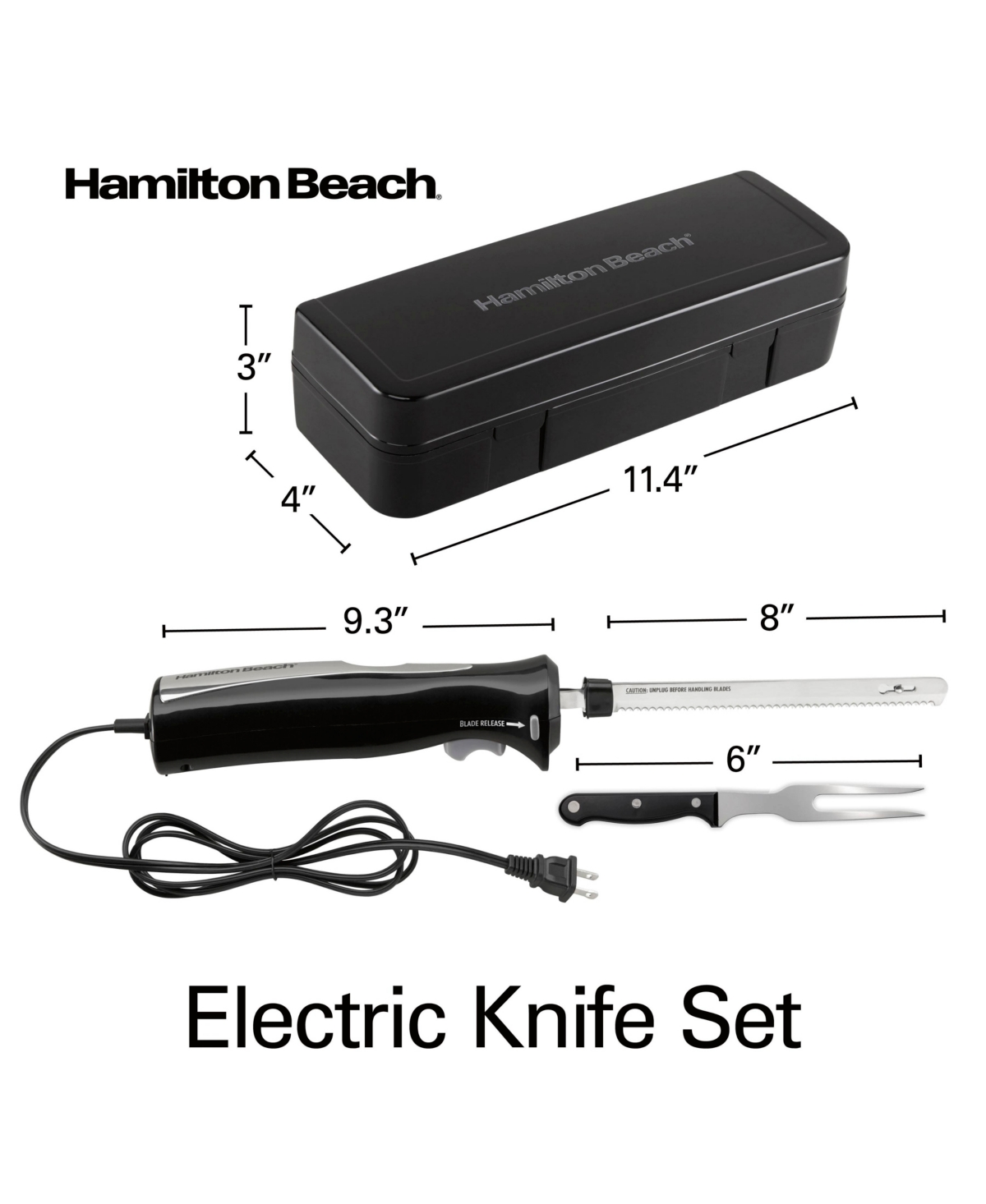 Hamilton Beach Electric Knife Set With Fork Case In Black