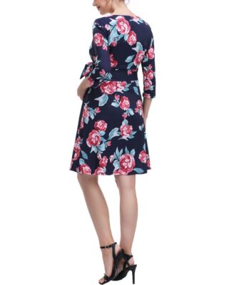 Maternity Floral Print Faux Wrap Nursing Dres