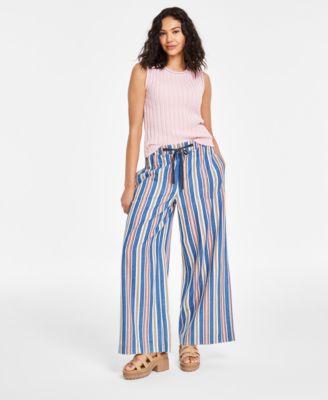 Womens Sleeveless Top Striped Pants