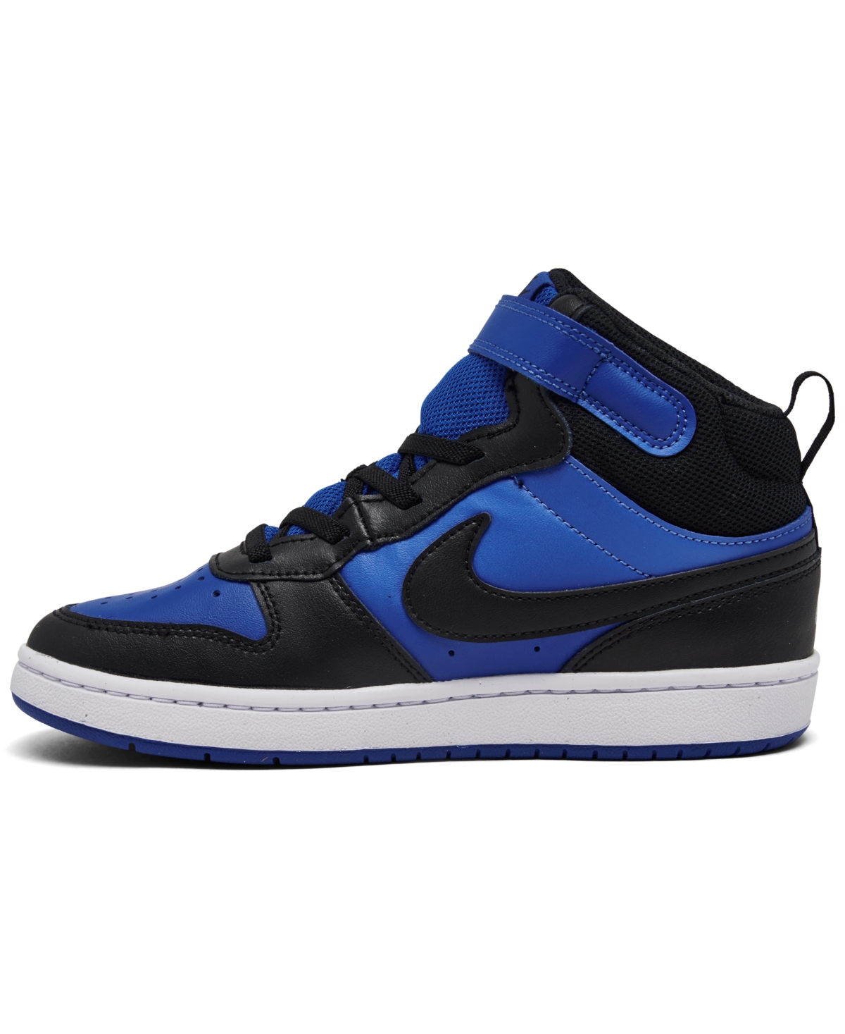 Shop Nike Little Boys' Court Borough Mid 2 Fastening Strap Casual Sneakers From Finish Line In Game Royal,black