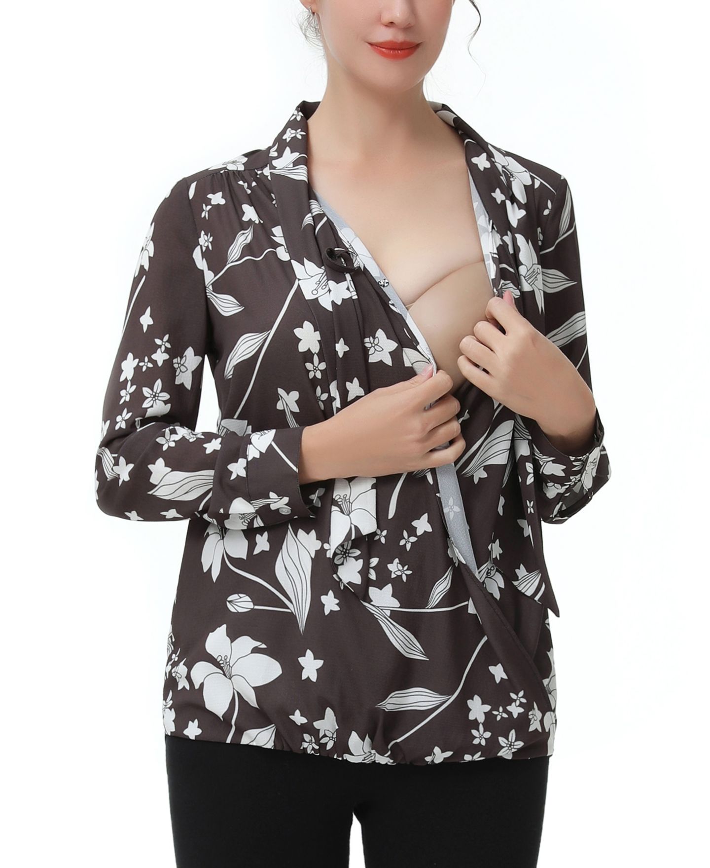 Женская блузка kimi + kai Tie Neck Nursing Blouse, цвет: Разноцветный — фото 3